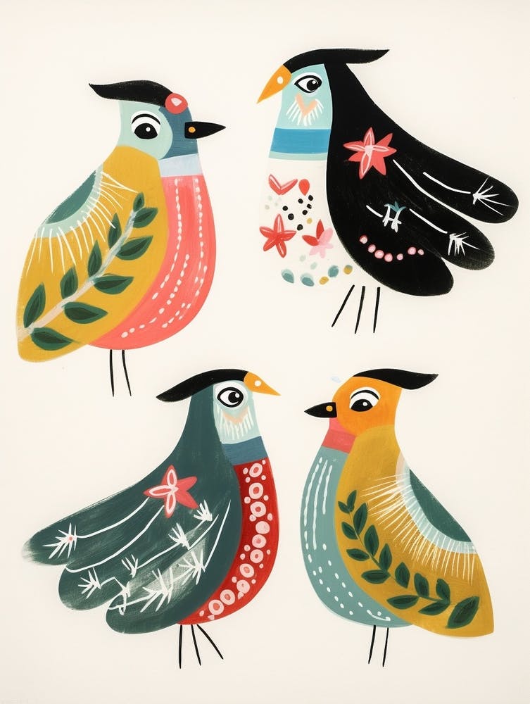 Folk Style Bird Painting Baldpate 2
