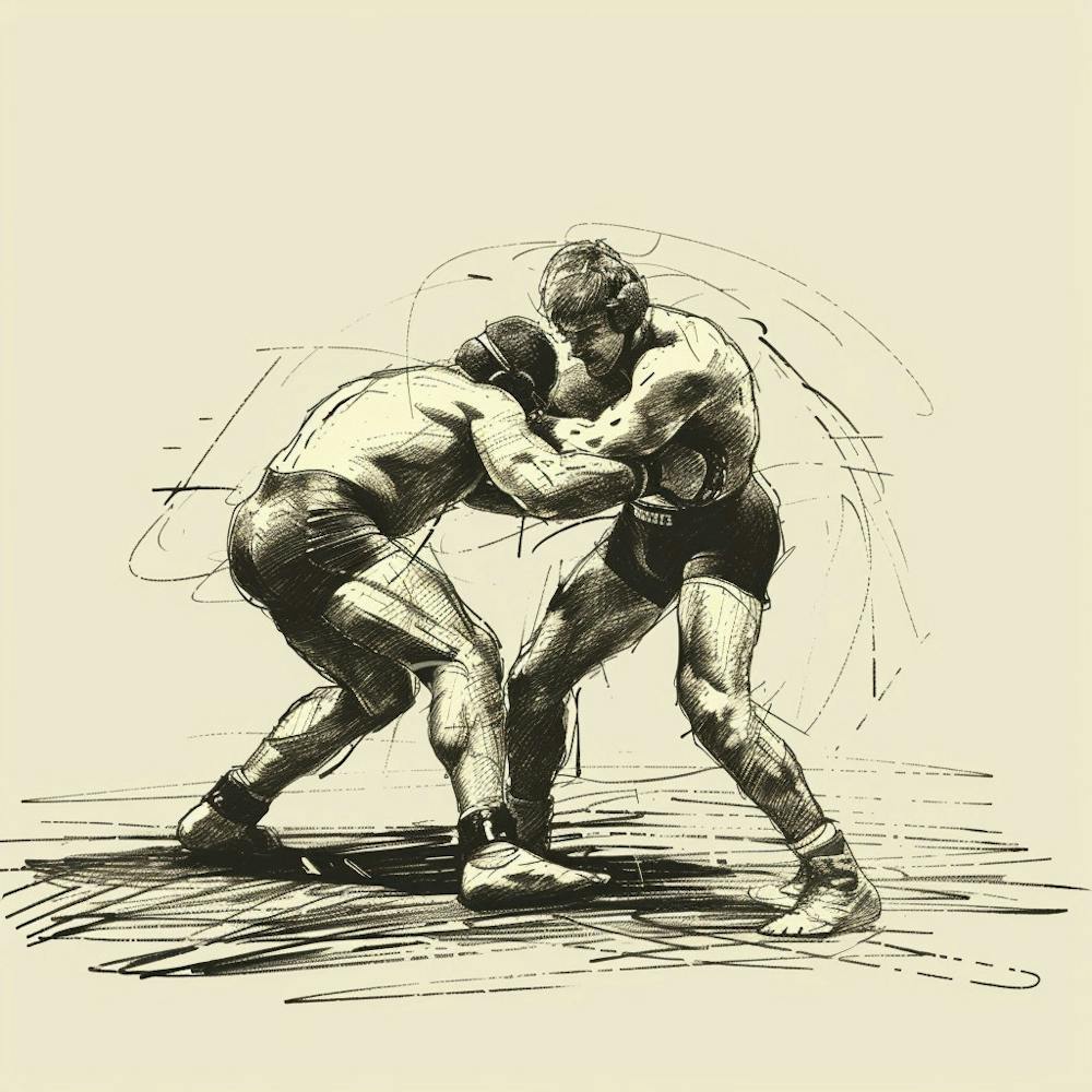 Two Wrestlers Fighting
