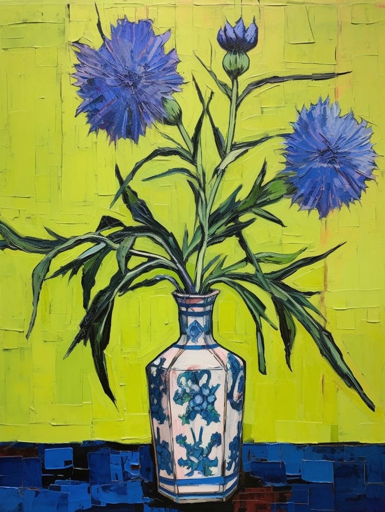 Flowers In A Vase Still Life Painting Cornflower 4