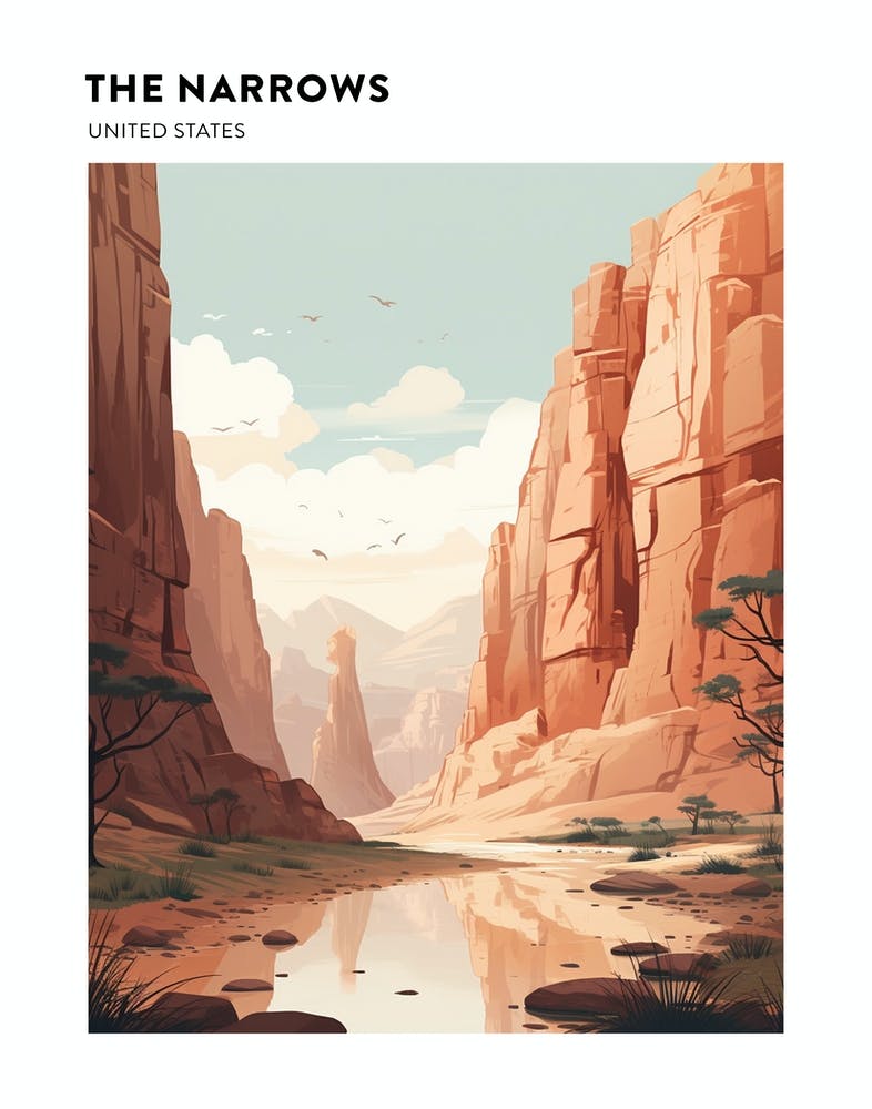 The Narrows Usa 1 Hiking Trail Landscape Poster
