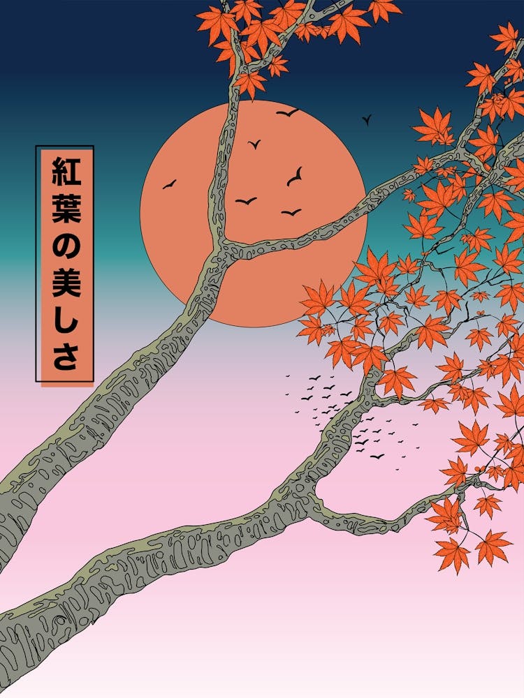 The beauty of maple leaves Japanese Art