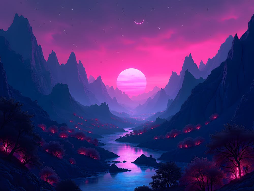SynthWave Landscape Painting