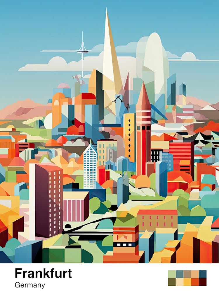 Frankfurt, Germany, Geometric Illustration 2 Poster