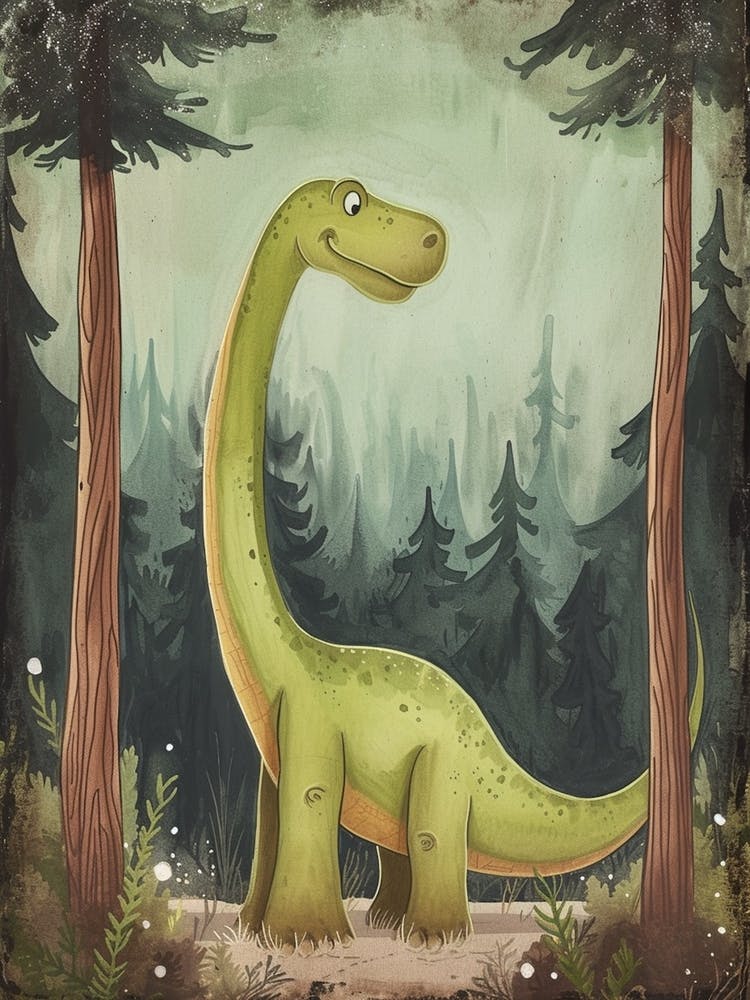 Cute Cartoon Dimorphodon Dinosaur Watercolour 1