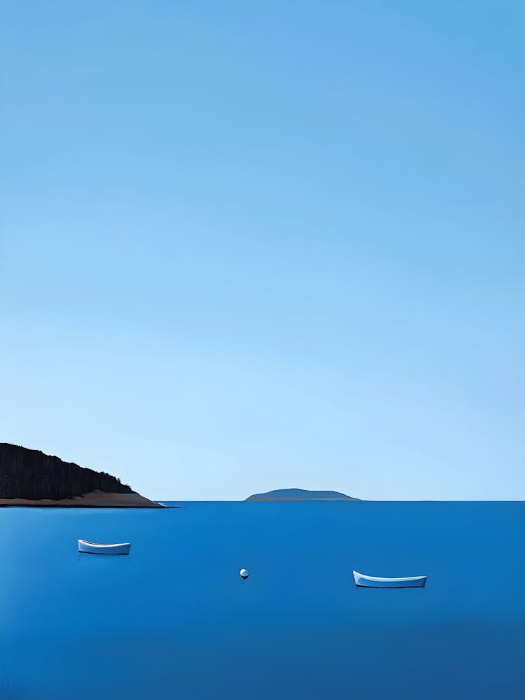 Zwei Boote im Blauen Meer