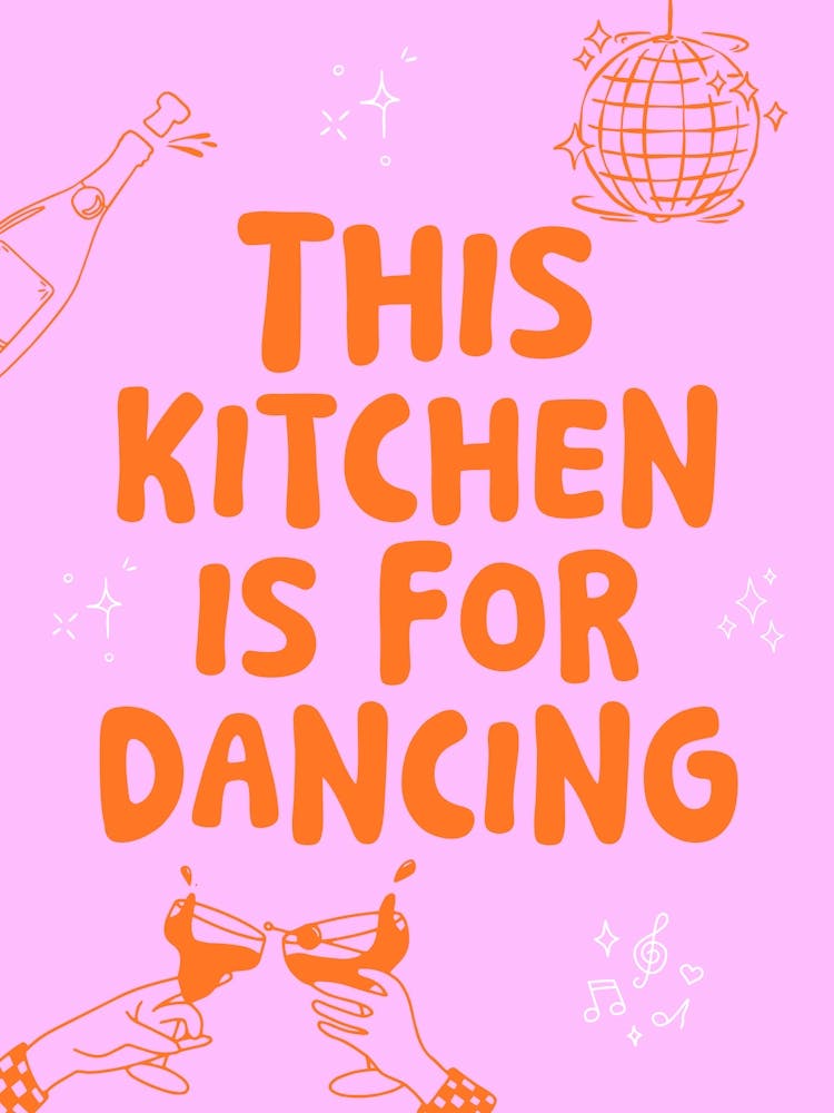 This kitchen - pink/orange