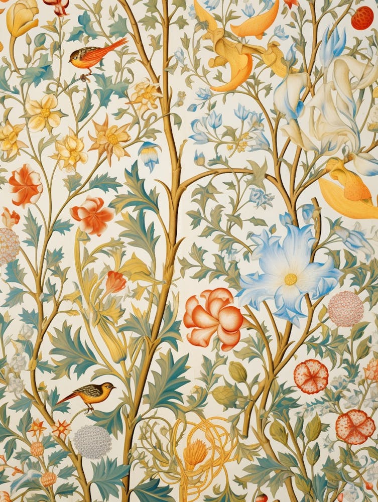 Tapestry Of Birds And Flowers