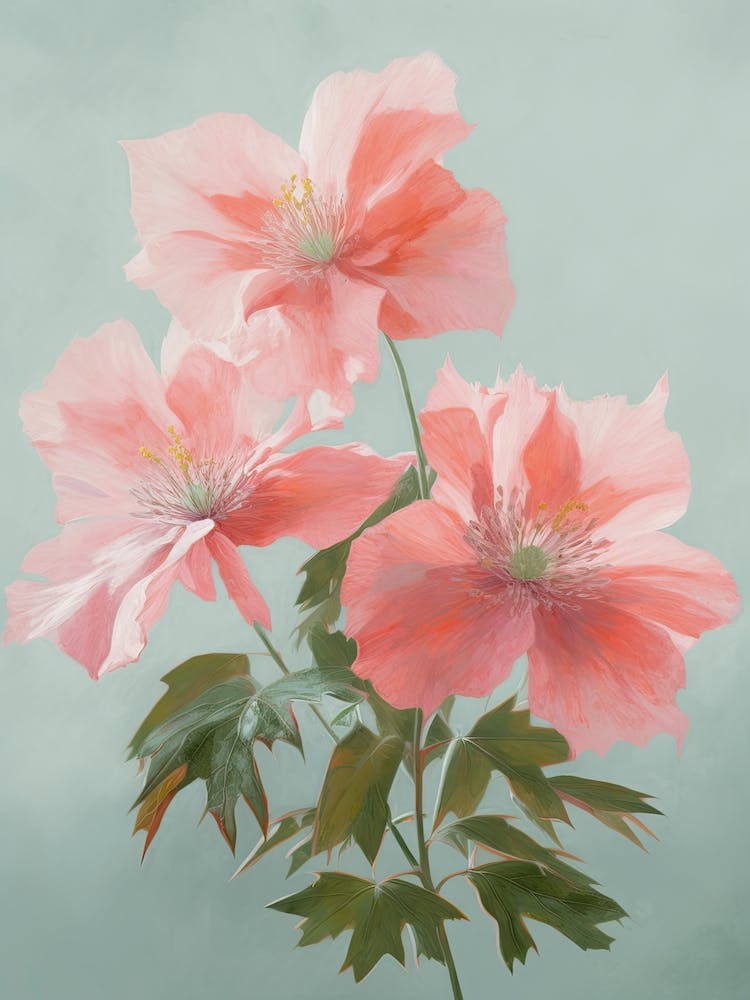 Poinsettia Flowers Acrylic Painting In Pastel Colours 4