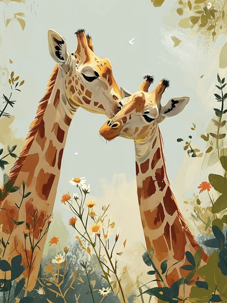 Giraffes In Love Modern Illustration 3