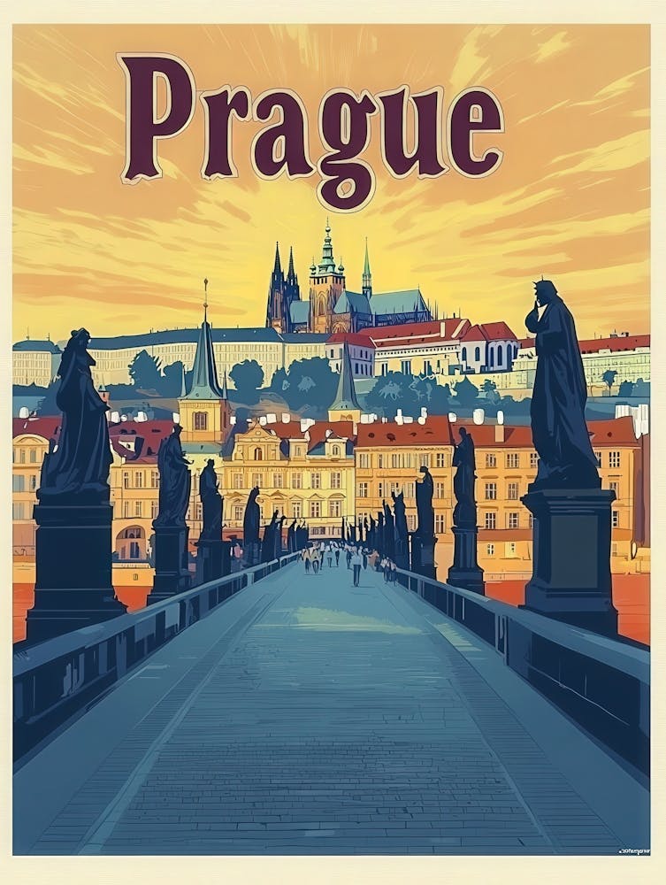 Aihrgdesign A Vintage Travel Poster Of Prague 1