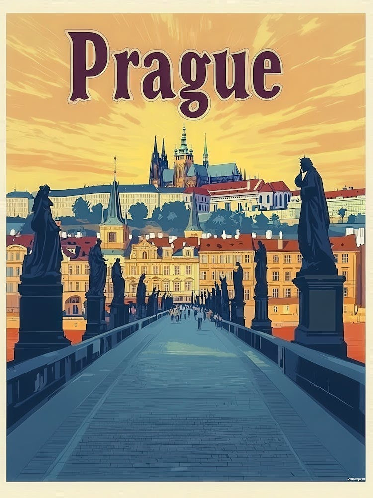 Aihrgdesign A Vintage Travel Poster Of Prague 1