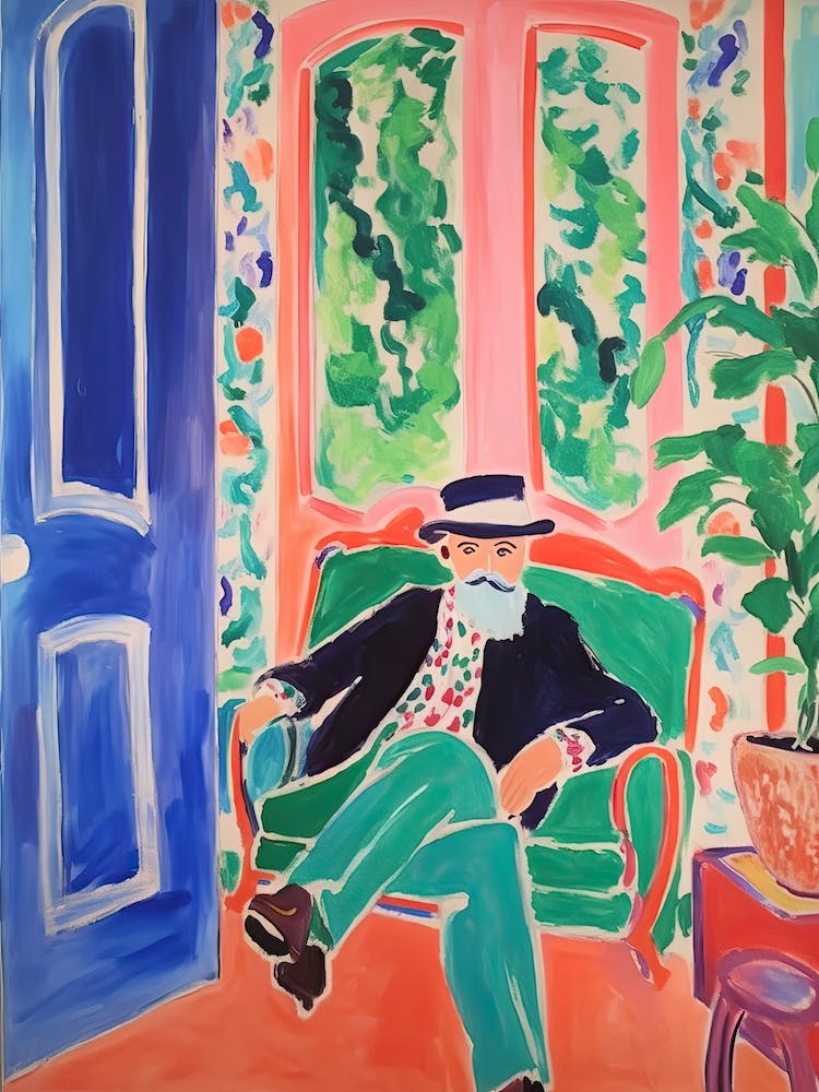 Painting Of Matisse Sitting On A Chair