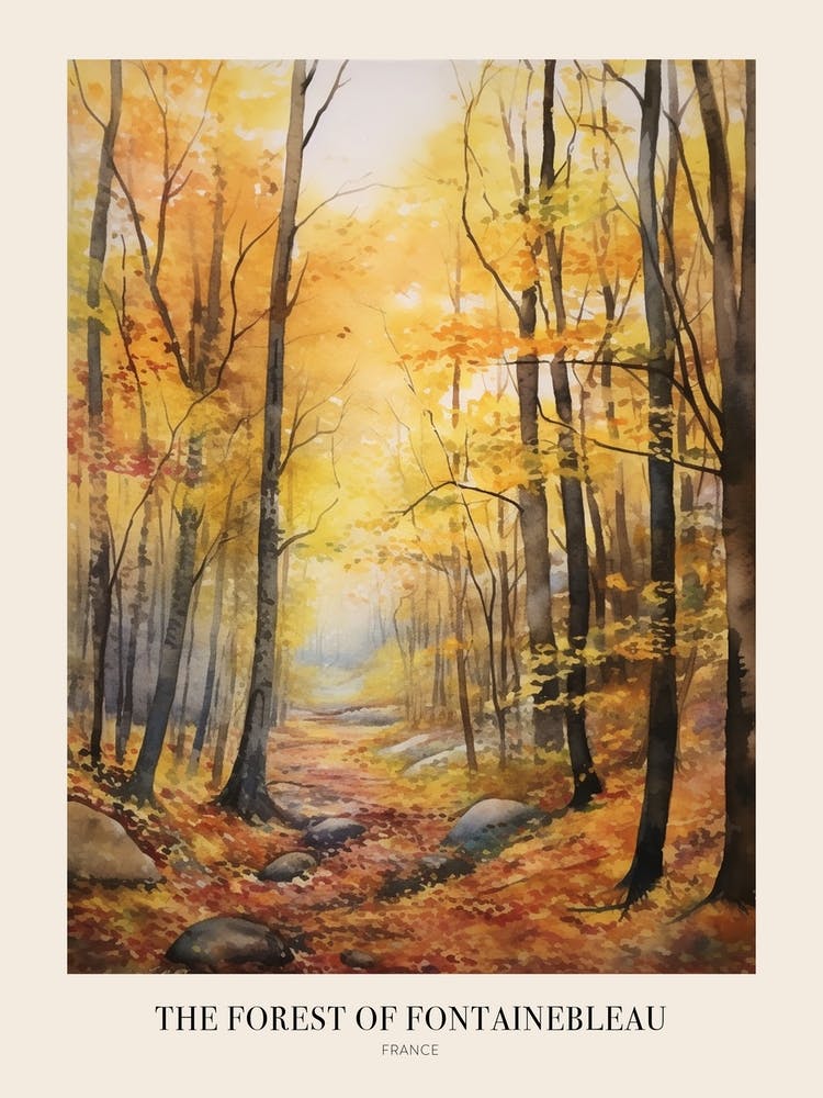 Autumn Forest Landscape The Forest Of Fontainebleau Poster