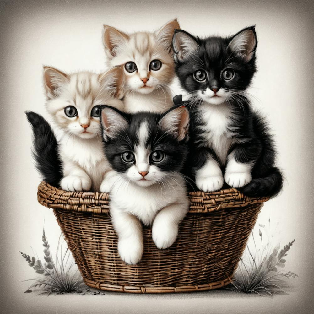 Kittens In A Basket (Art Wall)