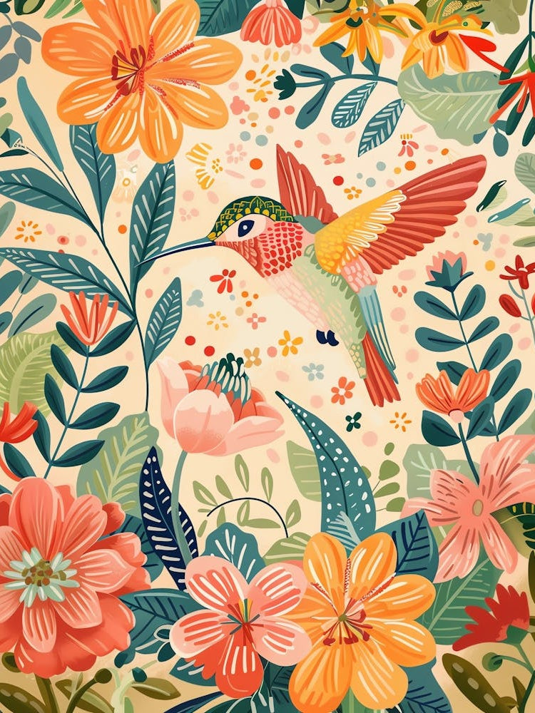 Humming Bird Drinking Nectar