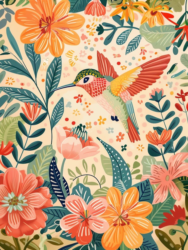 Humming Bird Drinking Nectar