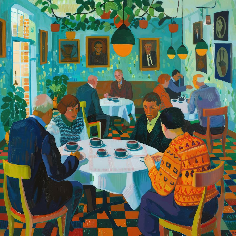 David Hockney Style. British Tea Room Series 6