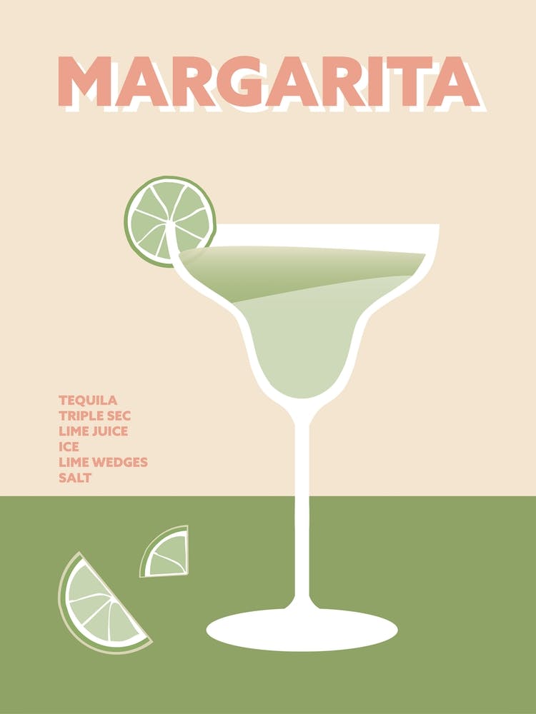 Margarita Cocktail Green Pink Colourful Wall 1