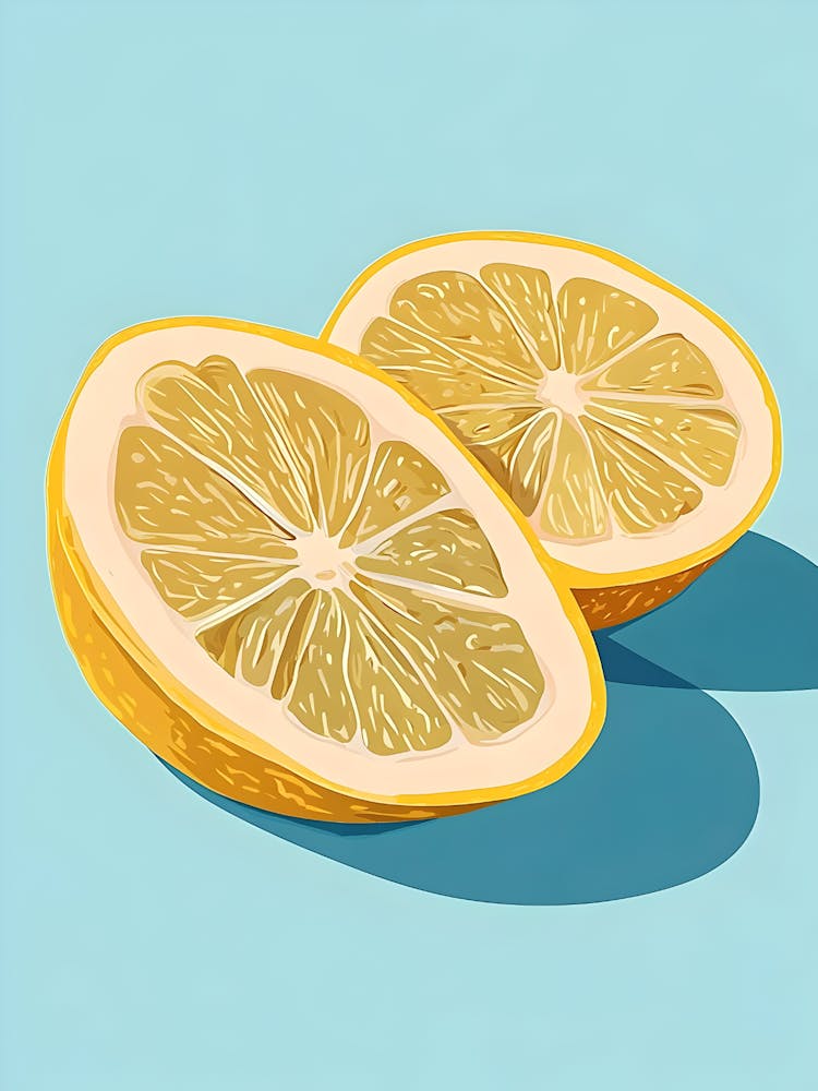 Lemon Slices On A Blue Background