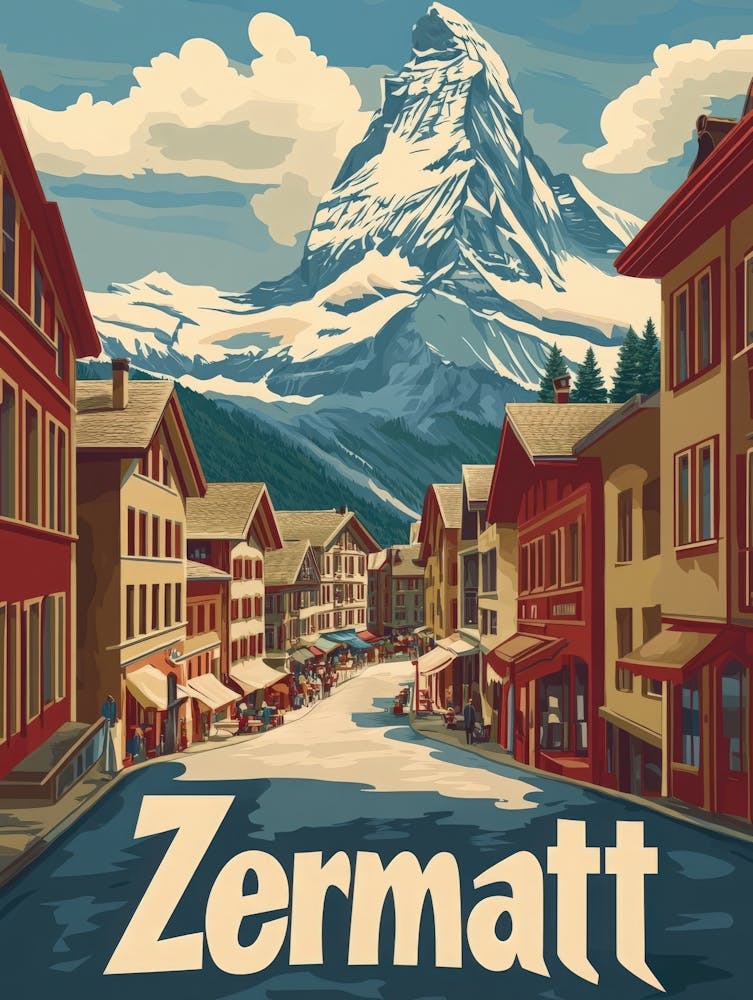 Aihrgdesign A Retro Travel Poster For Zermatt