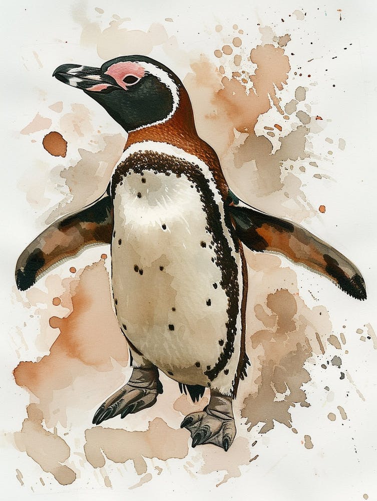Humboldt Penguin Saunders Island Watercolour Painting 3