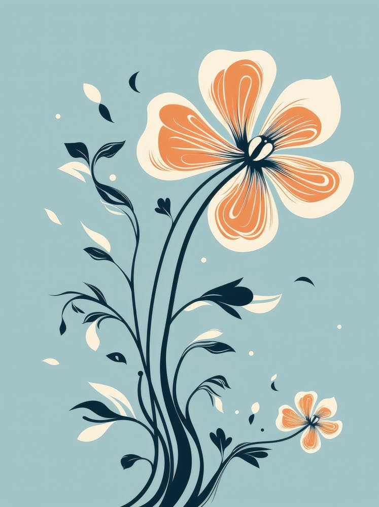 Flowers On A Blue Background 1