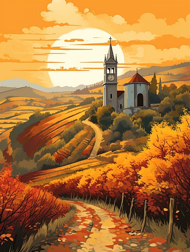 The Camino Portugal 2 Vintage Travel Illustration