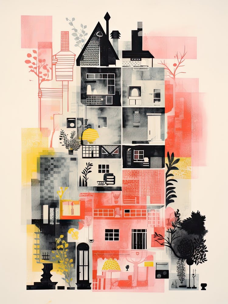 A House In Amsterdam, Abstract Risograph Style 3