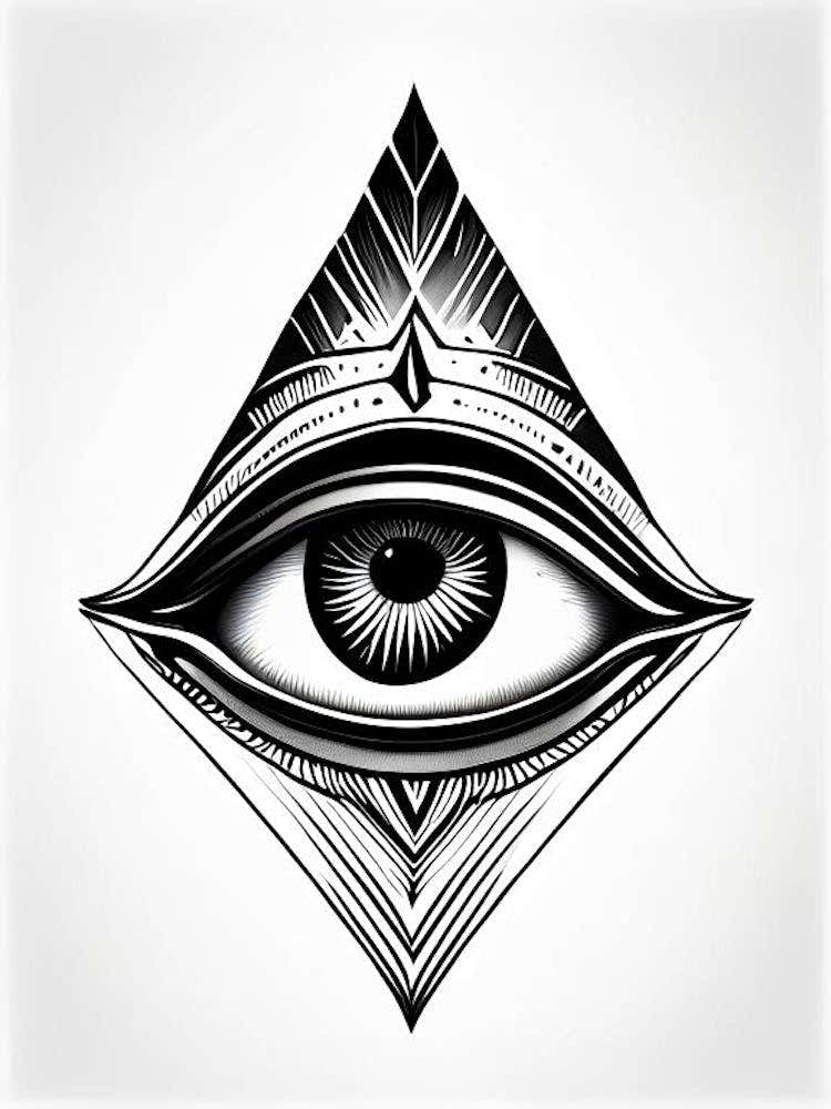 Perception, Symbol, Third Eye Simple Black & White Illustration 1