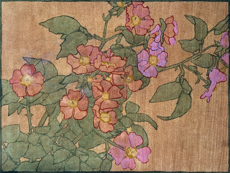 Pink Roses On Terracotta Color Ground (1915), Hannah Borger Overbeck