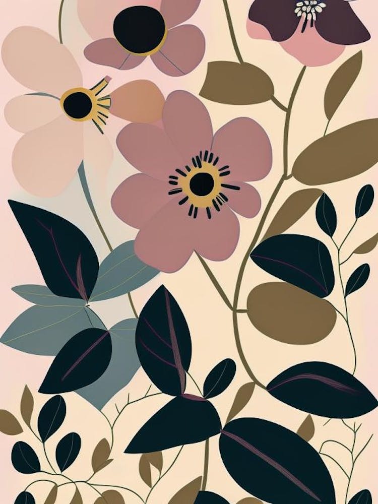 Wild Rose Wildflower Modern Muted Colours 2