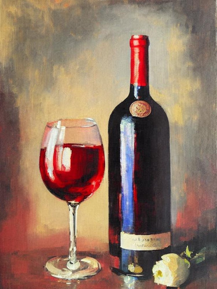 Merlot Rosé Oil Painting Cocktail Poster