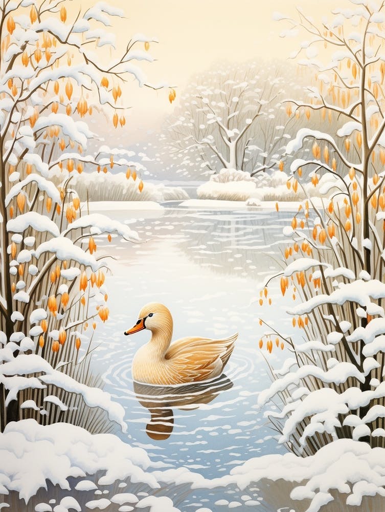 Winter Bird Painting Duck 3