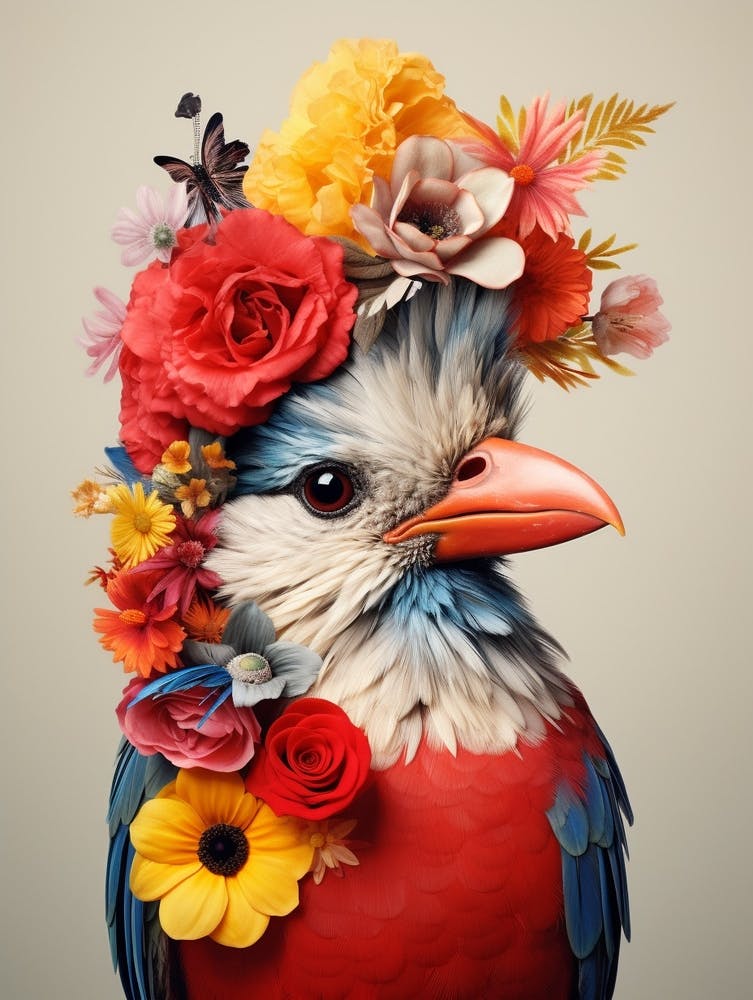 Bird With A Flower Crown Finch 1