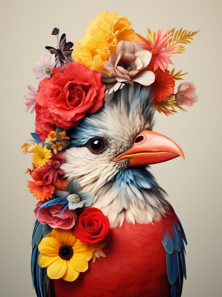 Bird With A Flower Crown Finch 1