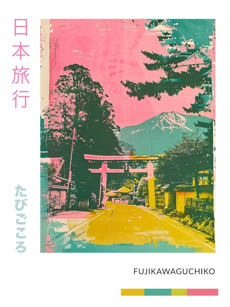Fujikawaguchiko Japan Duotone Silkscreen Poster 4