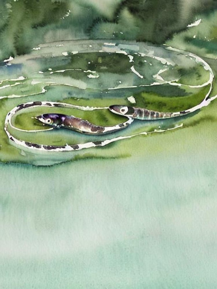Olive Sea Snake Storybook Watercolour