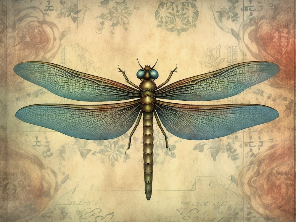 Vintage Dragonfly Floral 2