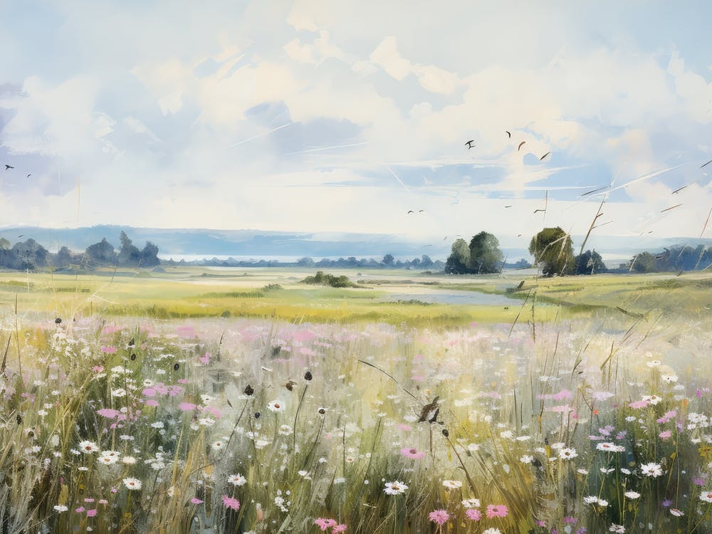 Vintage Summer Landscape Painting