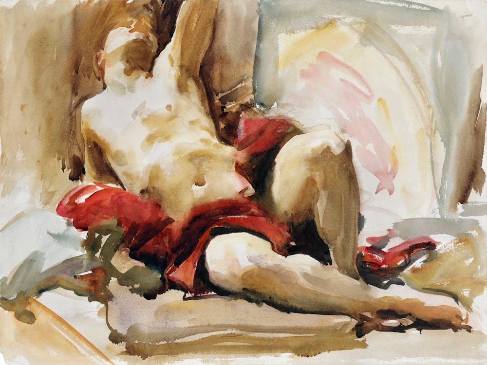 Man With Red Drapery After 1900, John Singer Sargent