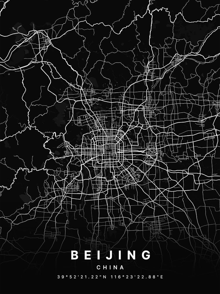 Beijing China Black Map