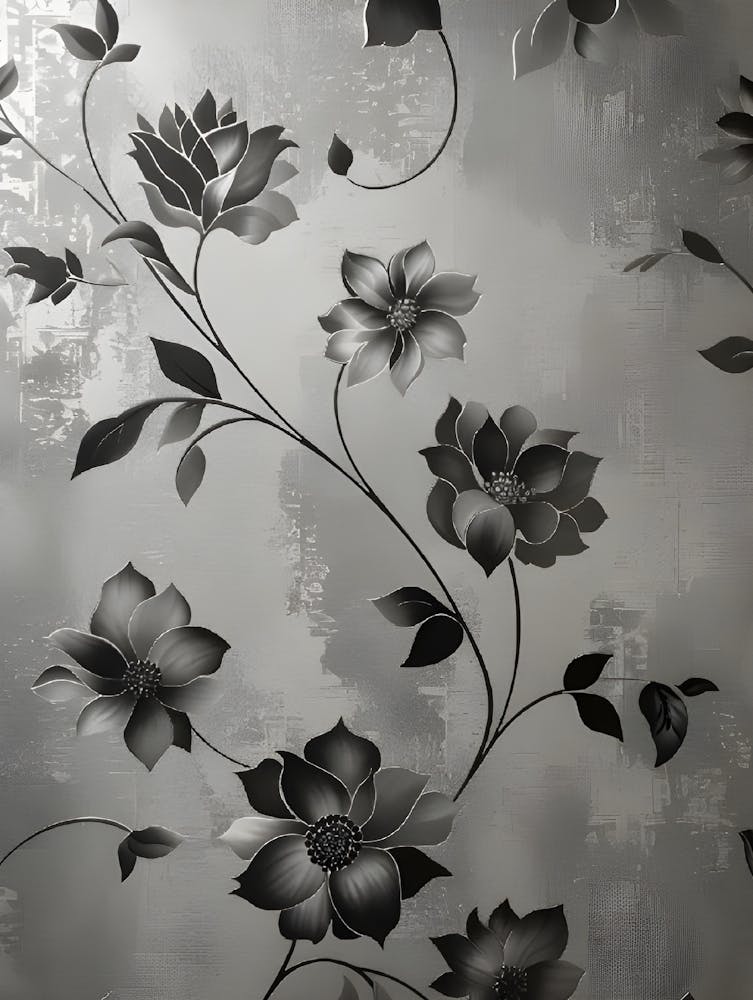 Black And Silver Floral Wallpaper