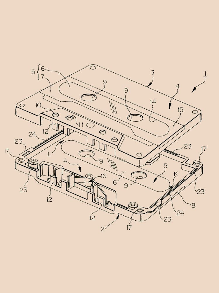 Audio Cassette Patent Vintage Poster