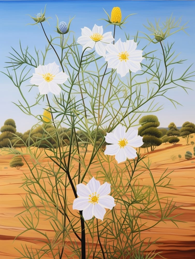 Love In A Mist Nigella 2 Flower Painting