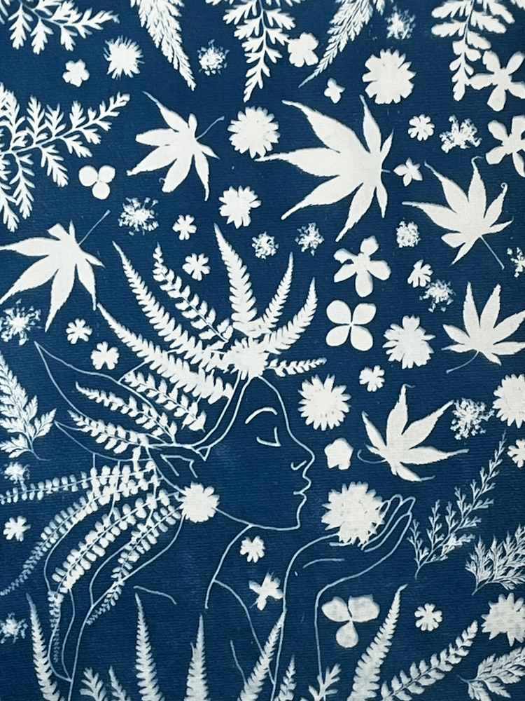 Blue Ferns And Leaves