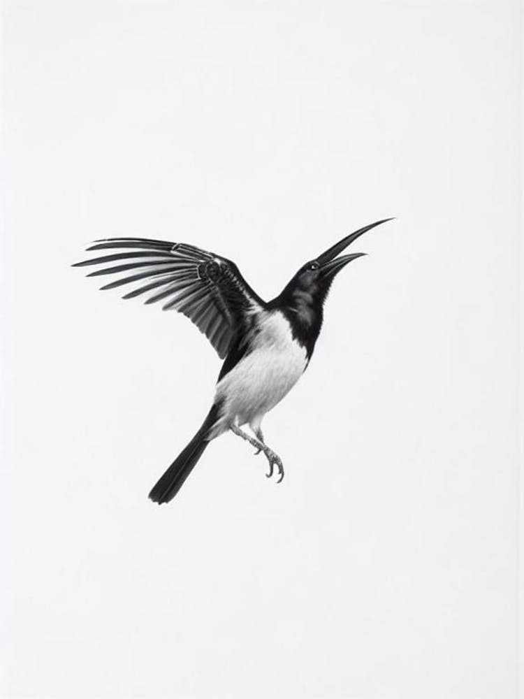 Raven B&W Pencil Drawing 4 Bird