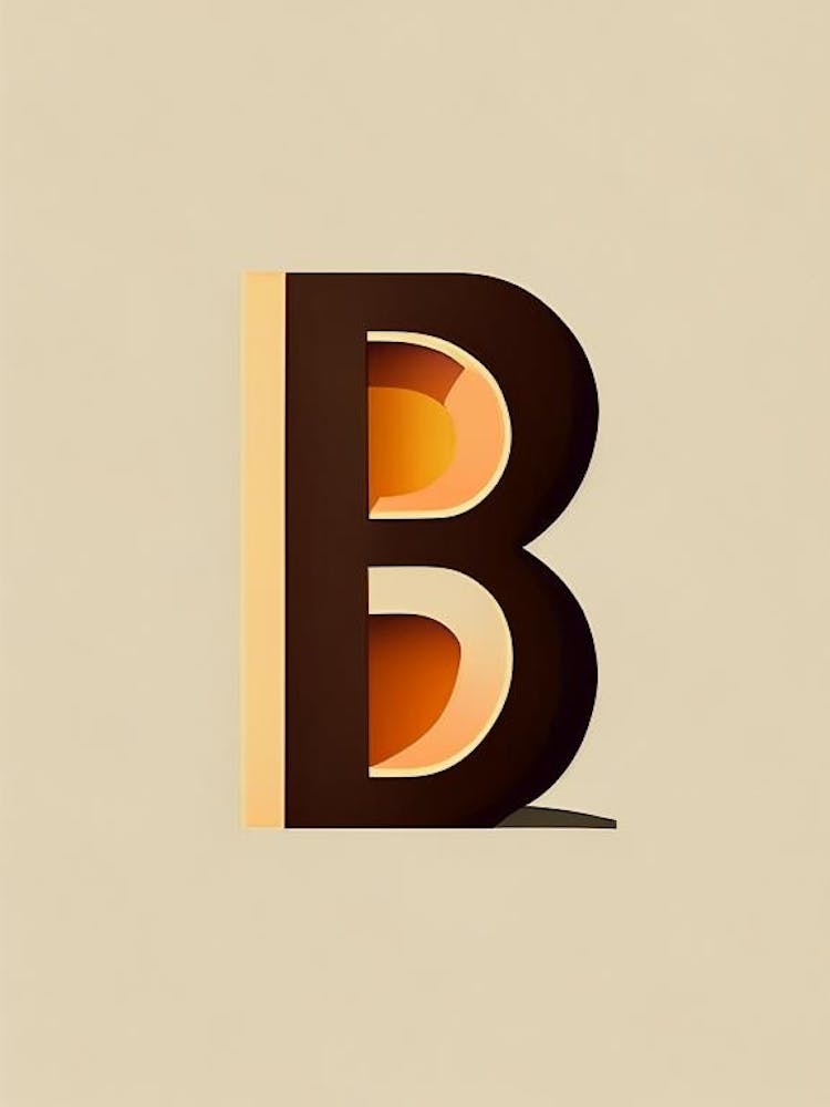 B  Letter, Alphabet Retro Minimal 4