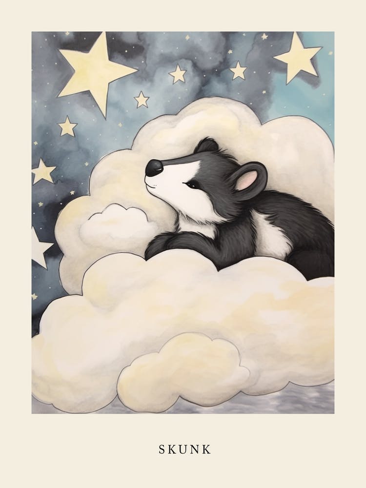 Sleeping Baby Skunk Nursery Poster