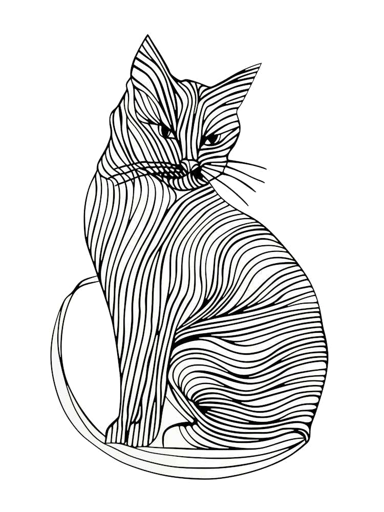 Striped Cat animal lines art
