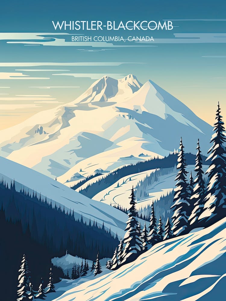 Poster Of Whistler Blackcomb   British Columbia, Canada, Ski Resort Illustration 0